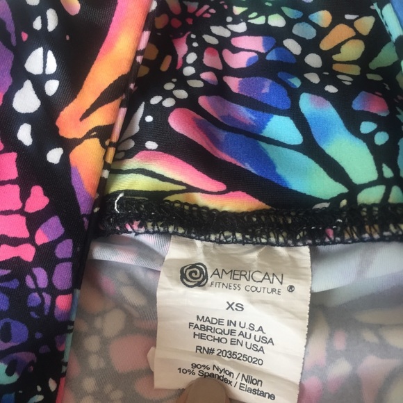 Bright-colored Butterfly Workout Leggings, Size XS - Picture 5 of 6